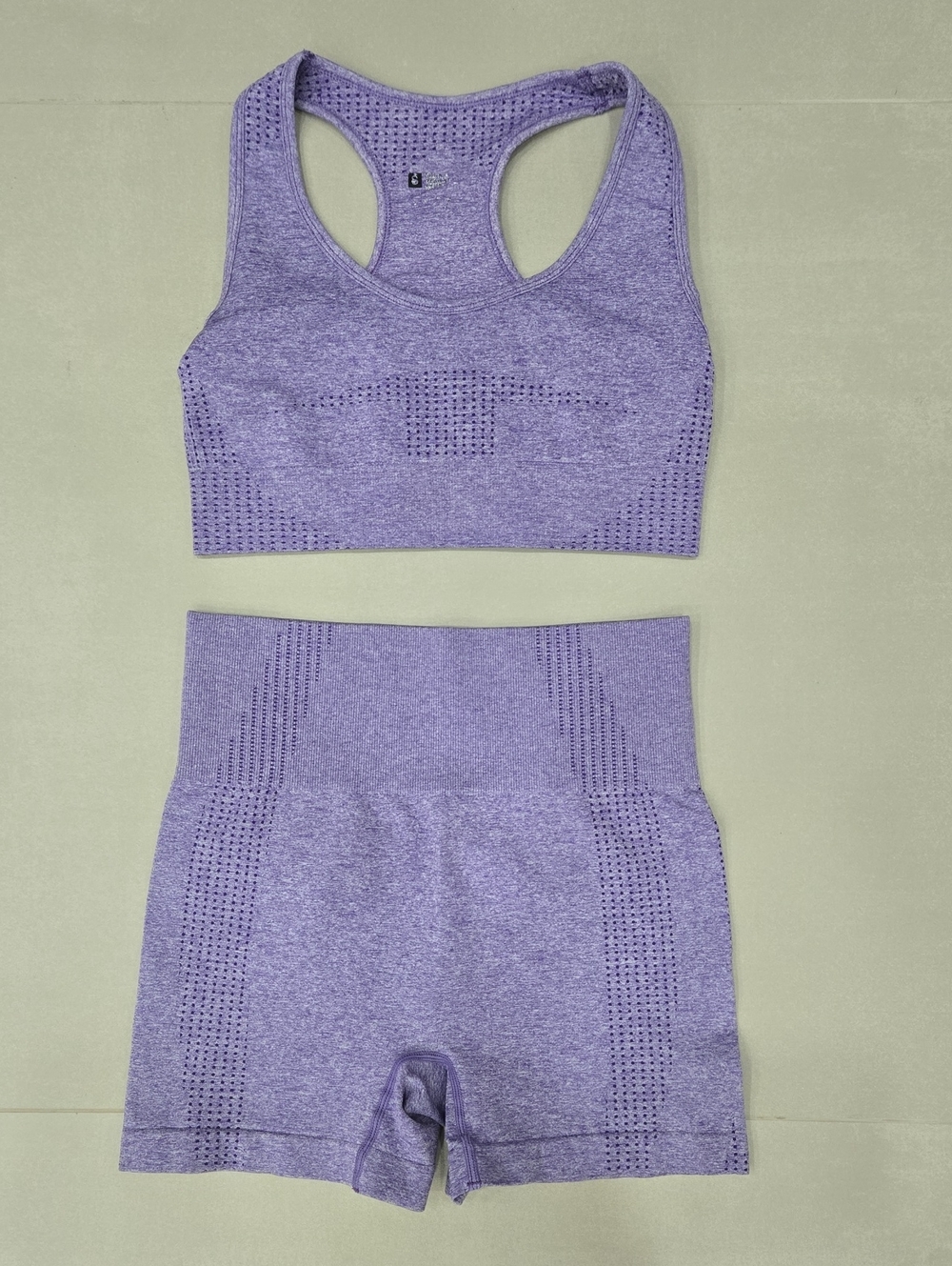 Seamless Purple Sports Bra & High-Waist Shorts Set Size S